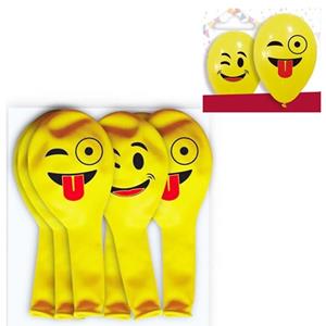 Balões Emojis Engraçados Látex, 6 unid.