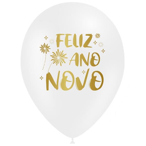 Balões Feliz Ano Novo Látex, 5 unid.