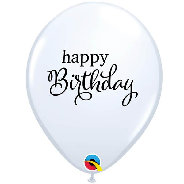 Balões Happy Birthday Branco Látex, 6 unid.