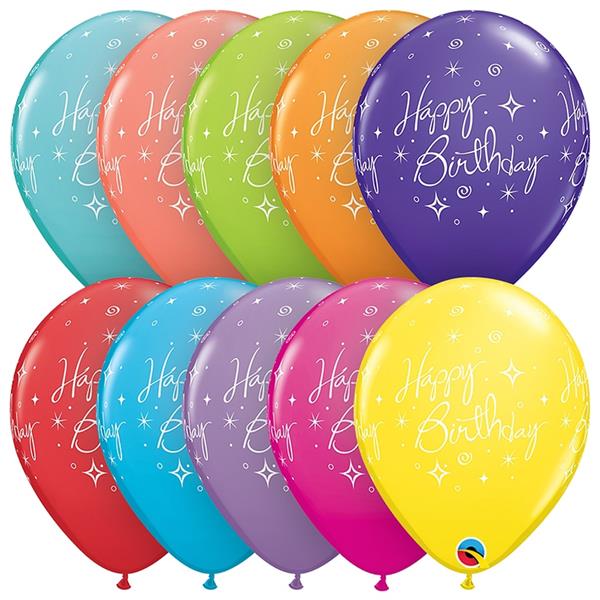 Balões Happy Birthday Multicolor Látex, 6 unid.