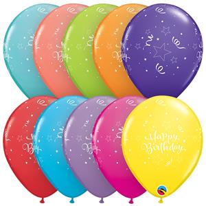 Balões Happy Birthday Multicolor Sparkle Látex, 6 unid.