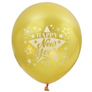 Balões Happy New Year Dourados Látex, 10 unid. Balões Happy New Year Dourados Látex, 10 unid.