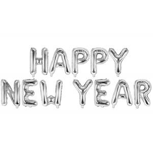 Balões Happy New Year Prateado Foil, 46 x 422 cm