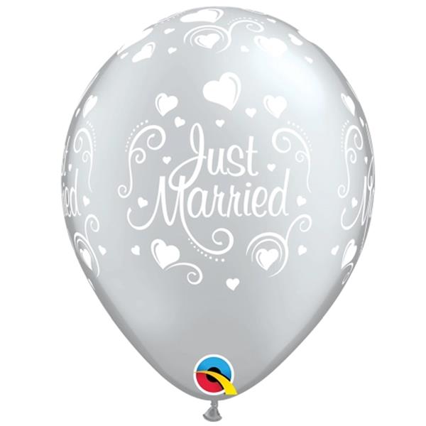 Balões Just Married Cinza Latex