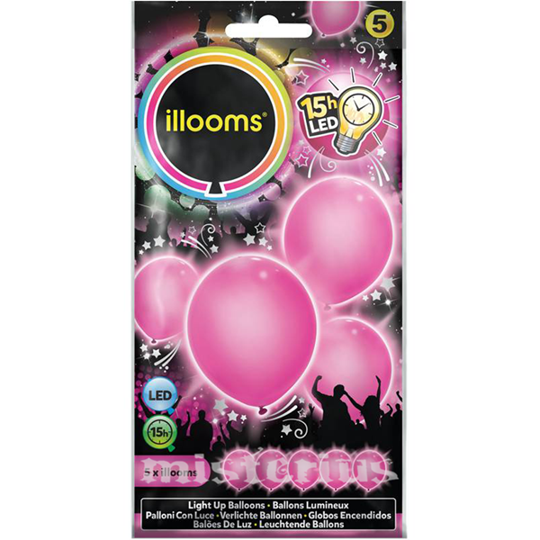 Balões Led Rosa 5 un