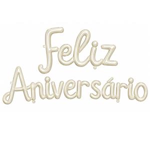 Balões Letras Feliz Aniversário Bege Foil