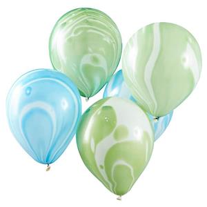 Balões Mármore Azul e Verde, 10 Unid.