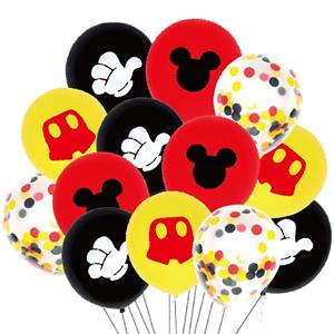 Balões Mickey em Látex com Confetis Multicolor, 13 unid.