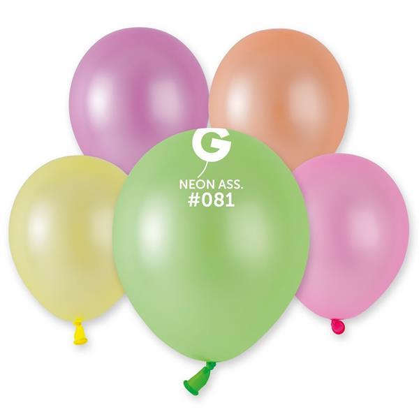 Balões Multicolor Neon Látex, 13 cm, 100 unid.