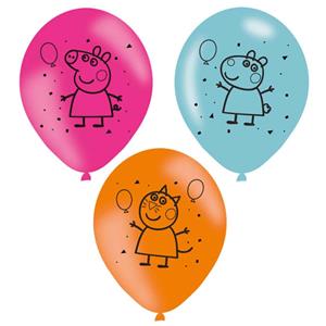 Balões Porquinha Peppa Látex, 6 unid.
