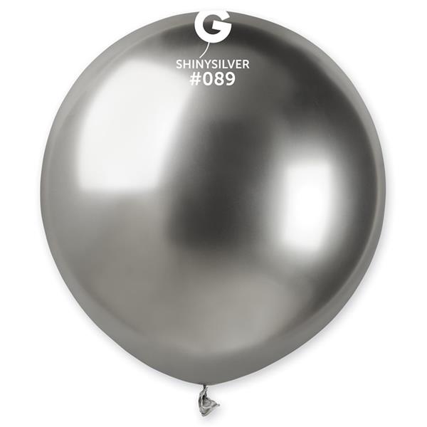 Balões Prateado Cromado Látex, 48 cm, 25 unid.