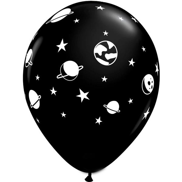 Balões Pretos Espaço Látex, 6 unid.