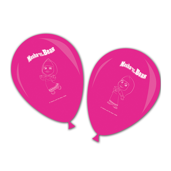 Balões Rosa Masha e o Urso, 8 Unid.