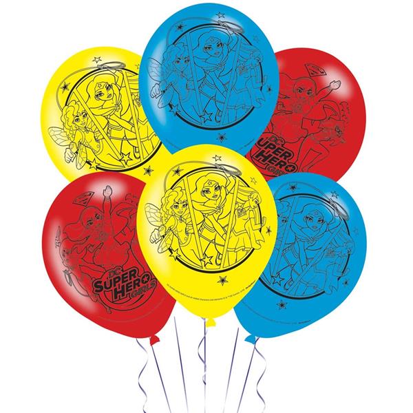 Balões Super Heroínas Látex, 6 unid.