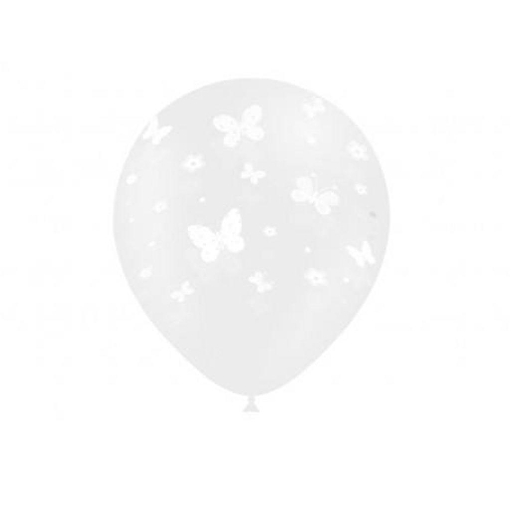 Balões Transparentes Borboletas Látex, 8 unid.