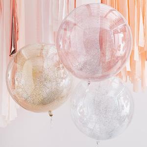 Balões Transparentes com Confetis Glitter Orbz, 3 unid.