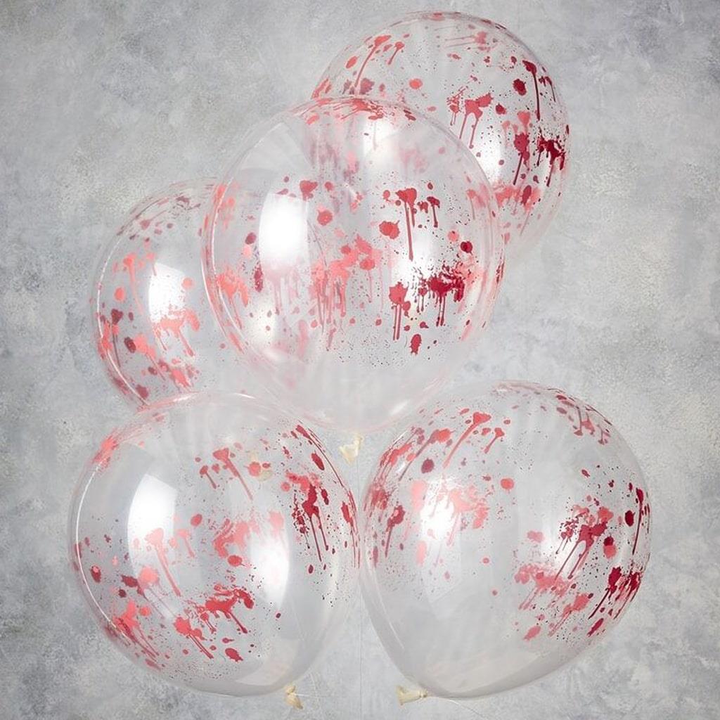Balões Transparentes Impressos com Sangue Látex, 5 unid.
