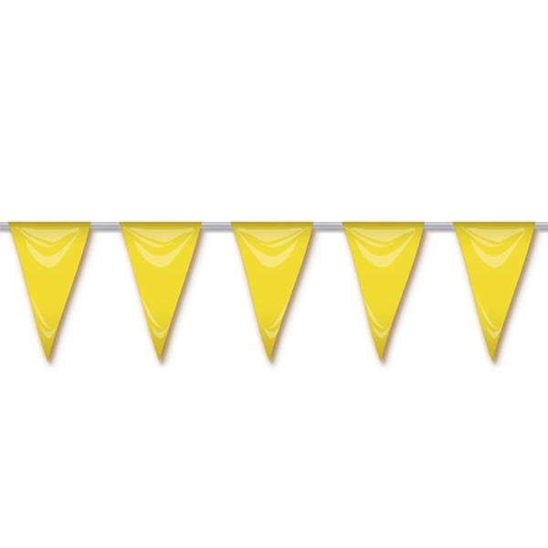Bandeiras Triangulares Amarelo em Plástico, 5 mt