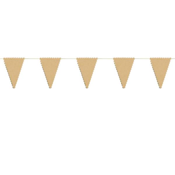 Bandeiras Triangulares Papel Kraft e Rebordo Dourado, 3 mt