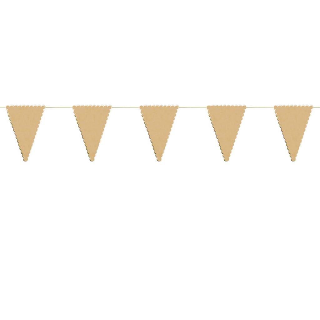 Bandeiras Triangulares Papel Kraft e Rebordo Dourado, 3 mt
