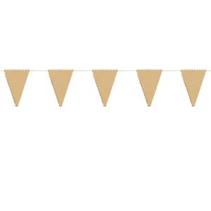 Bandeiras Triangulares Papel Kraft e Rebordo Dourado, 3 mt