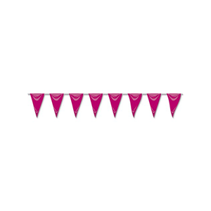 Bandeiras Triangulares Rosa em Plástico, 5 mt