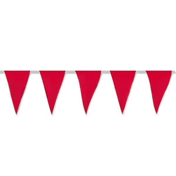 Bandeiras Triangulares Vermelhas em Plástico, 5 mt