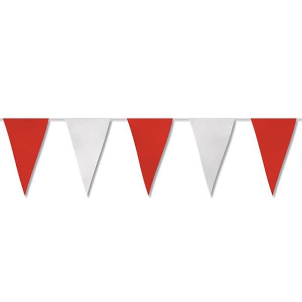 Bandeiras Triangulares Vermelho e Branco em Papel, 50 mt