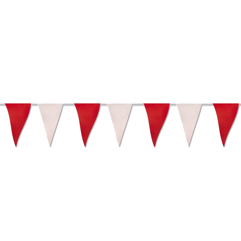Bandeiras Triangulares em Papel Vermelho e Branco 50 mt.