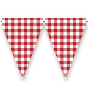 Bandeirolas Triangulares Xadrez Vermelho e Branco, 3 mt