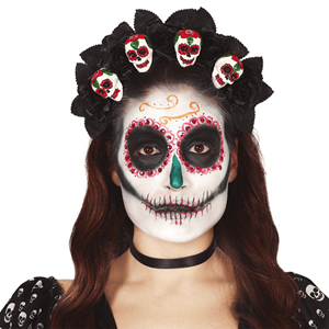 Bandolete Caveiras e Flores Pretas, Adulto