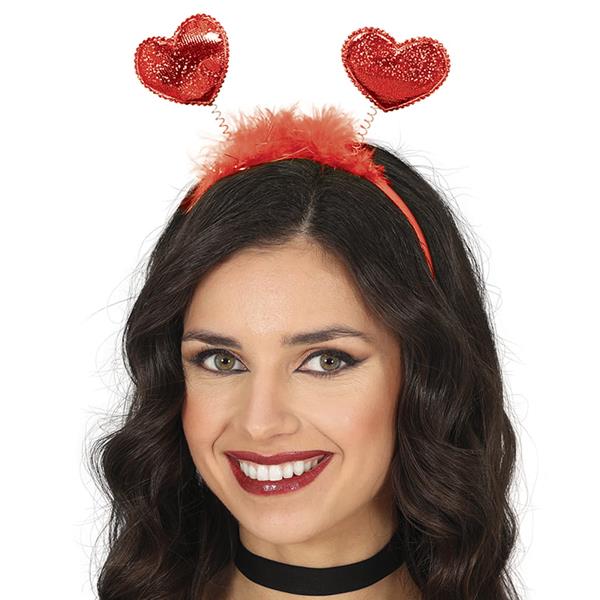 Bandolete com Corações e Plumas Vermelho