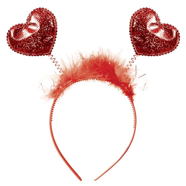 Bandolete com Corações e Plumas Vermelho