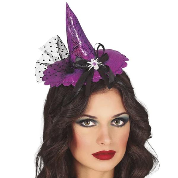 Bandolete Mini Chapéu de Bruxa Roxo com Laço