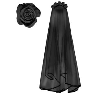 Bandolete Rosas Pretas com Véu Bandolete Rosas Pretas com Véu