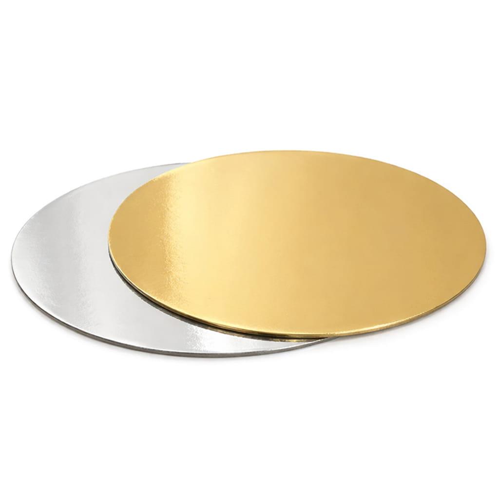 Base Redonda para Bolos Dourada e Prateada, 34 cm