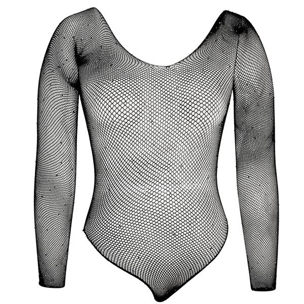 Body Preto de Rede com Brilhantes, Adulto