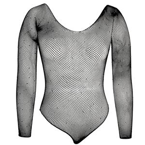 Body Preto de Rede com Brilhantes, Adulto Body Preto de Rede com Brilhantes, Adulto