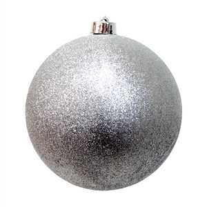 Bola de Natal Prateada com Purpurina, 20 Cm