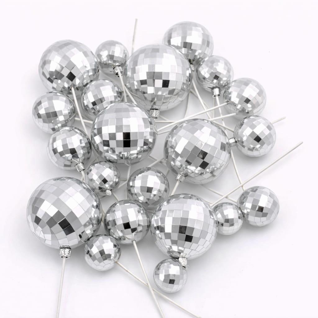 Bolas de Espelho em Esferovite Prateado Decorativas