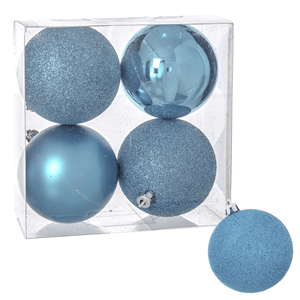 Bolas de Natal Azuis, 8 Cm, 4 unid.