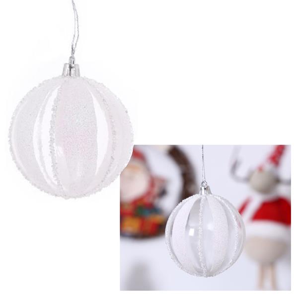 Bolas de Natal Transparentes às Riscas com Purpurinas, 8 cm, 8 unid.