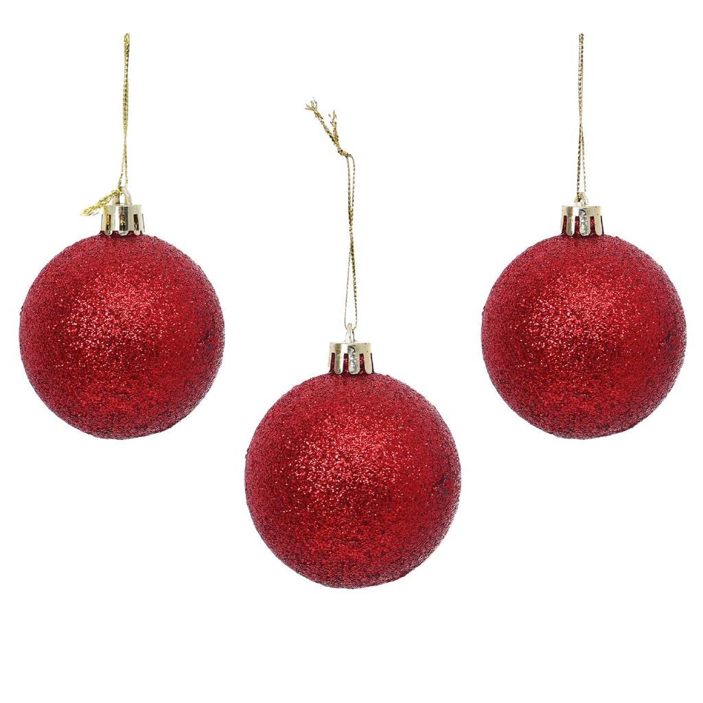 Bolas de Natal Vermelhas com Glitter | Misté