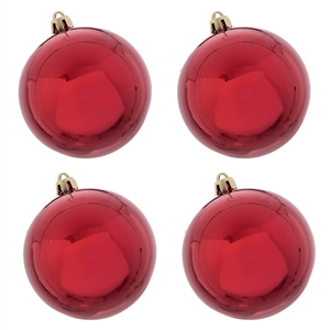 Bolas de Natal Vermelhas Lisas, 8 Cm, 4 unid.