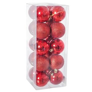 Bolas de Natal Vermelhas Mix, 6 cm, 20 unid.