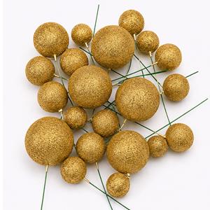 Bolas em Esferovite Douradas com Glitter Decorativas