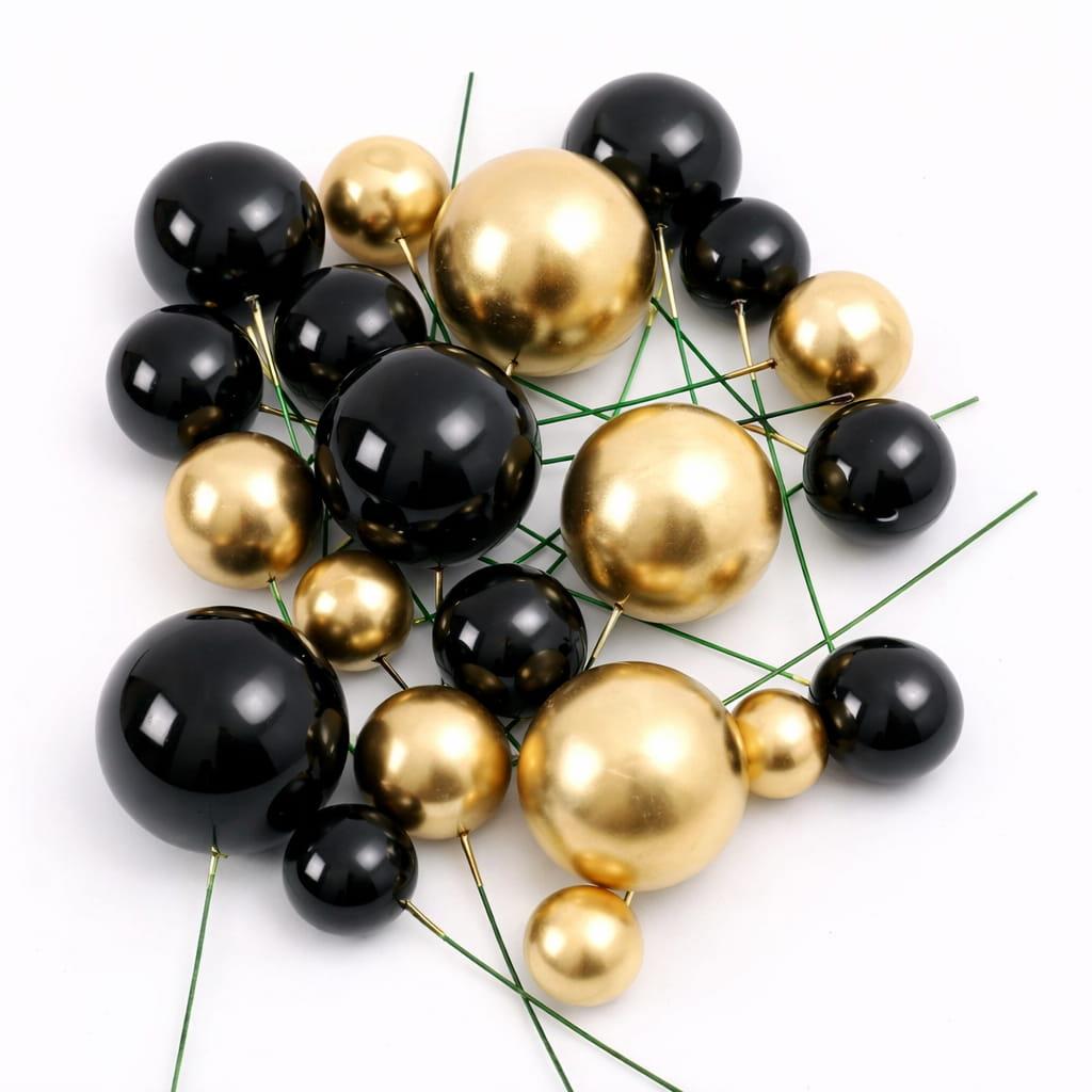 Bolas em Esferovite Dourado e Preto Decorativas