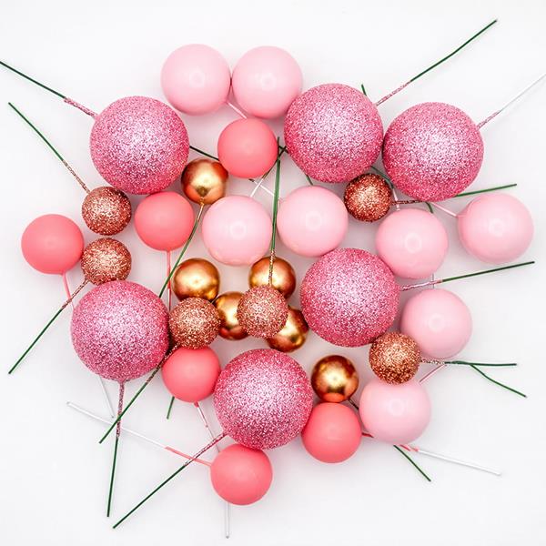 Bolas em Esferovite Rosa e Dourado Decorativas