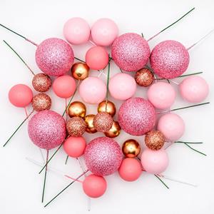 Bolas em Esferovite Rosa e Dourado Decorativas