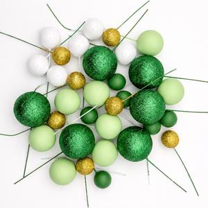 Bolas em Esferovite Verde, Dourado e Branco Decorativas